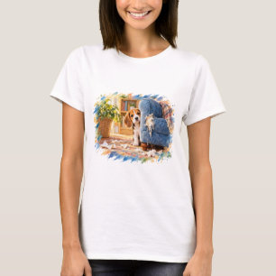 Funny Naughty Beagle Behind Torn Armchair T-Shirt