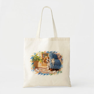 Funny Naughty Beagle Chewed Armchair Dog Lover Tote Bag