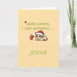 Funny Naughty Cat Christmas Card