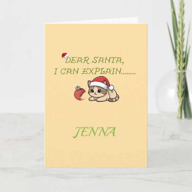  Funny Naughty Cat Christmas Card (Front)