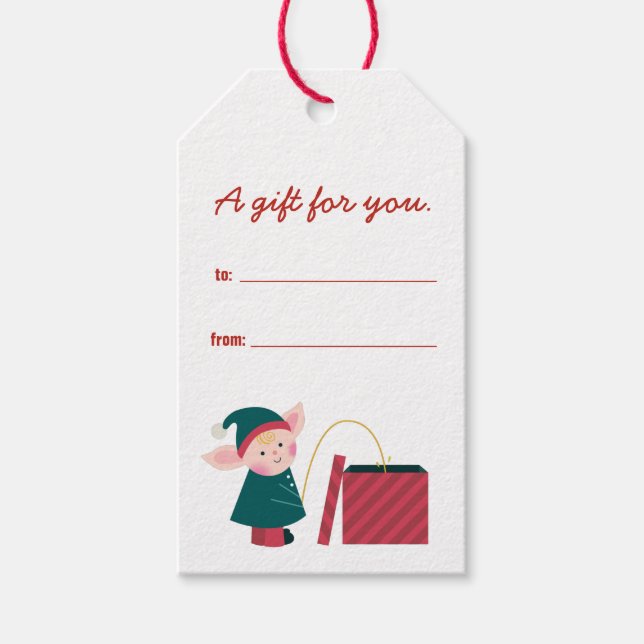 Funny Naughty Christmas Elf Gift Tags (Front)