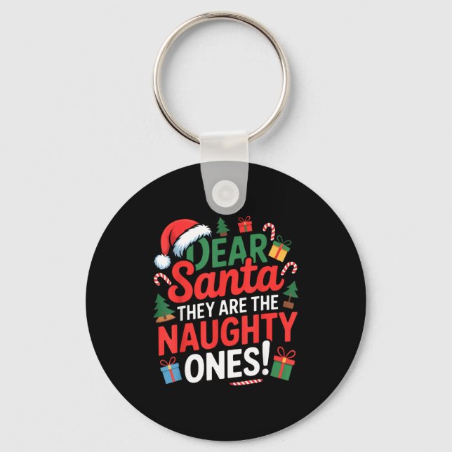 Funny Naughty List Christmas Holiday Group  Key Ring (Front)