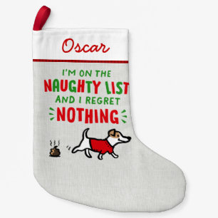 Funny Naughty List Puppy Dog Small Christmas Stocking