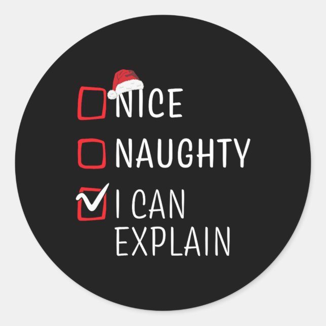 Funny Naughty Nice Christmas Family Pajama Men Wom Classic Round Sticker (Front)