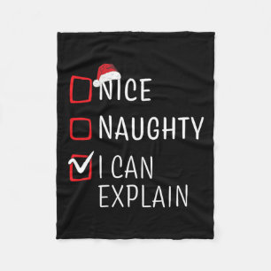 Funny Naughty Nice Christmas Family Pajama Men Wom Fleece Blanket