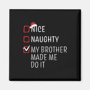 Funny Naughty Nice Christmas Family Pajama Men Wom Magnet