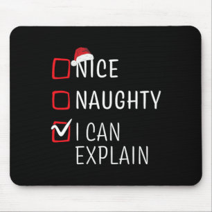 Funny Naughty Nice Christmas Family Pajama Men Wom Mouse Mat