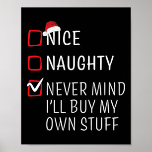 Funny Naughty Nice Christmas Family Pajama Men Wom Poster