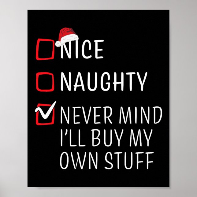 Funny Naughty Nice Christmas Family Pajama Men Wom Poster (Front)