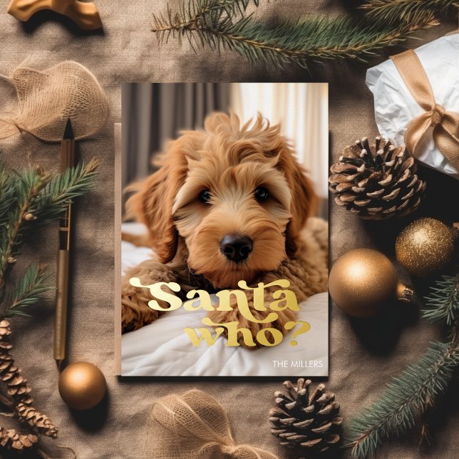 Funny Naughty Nice Dog Pet Minimalist Christmas Foil Holiday Card (Funny Naughty Nice Dog Pet Minimalist Christmas Foil Holiday Card)