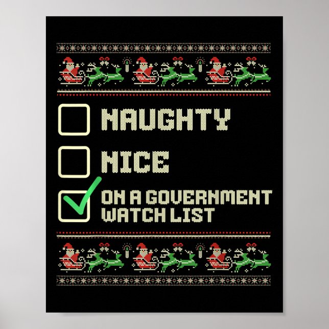 Funny Naughty Nice On A Government Watch List Chri Poster (Front)