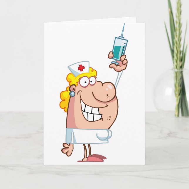 Funny naughty nurse cartoon personalized card (Front)