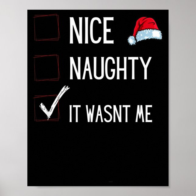 Funny Naughty Or Nice Christmas List Santa Claus E Poster (Front)