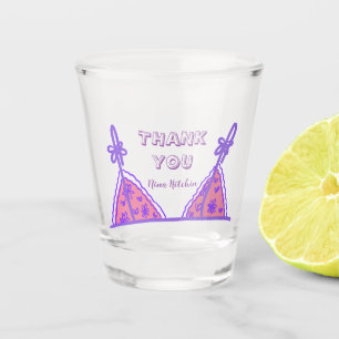Funny Naughty Purple Lingerie Bachelorette Thanks  Shot Glass