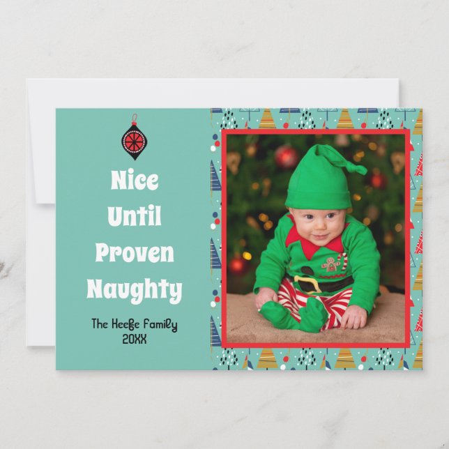Funny Naughty Retro Christmas Photo Holiday Card (Front)
