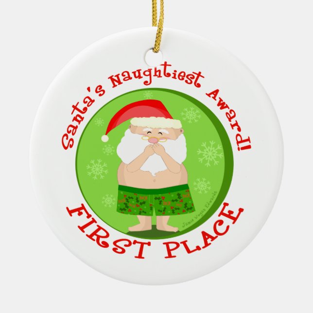Funny Naughty Santa Christmas Ornament (Front)