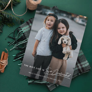 Funny Naughty The Nice List Photo Christmas Holiday Card