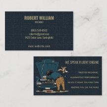 Funny Navy Blue Cartoon Auto Mechanic Repair