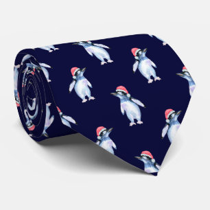 Funny Navy Blue Penguin Tie for Animal Lovers