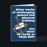 Funny Navy Passing Out Parade Congratulations Card<br><div class="desc">For the Navy graduate with a sense of humour!  This passing out card features a rich blue background,  British White Ensign flag and an golden anchor.  A fun way to celebrate the Naval passing out parade!</div>