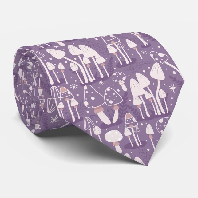 Funny Neck Tie with Mushroom Pattern (Rolled)