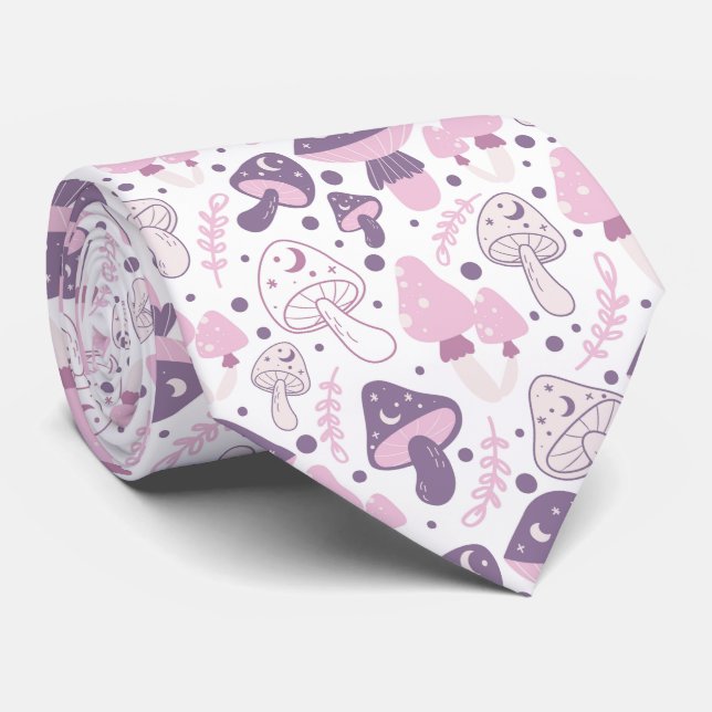 Funny Neck Tie with Mushroom Pattern (Rolled)