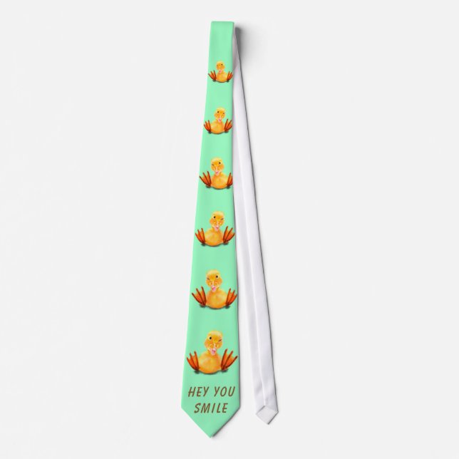 Funny Neck Tie with Playful Ducks - Smile (Front)