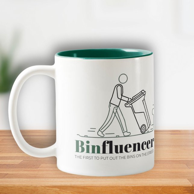 Funny neighbour gift Wheelie Bin person Two-Tone Coffee Mug (Creator Uploaded)