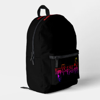 Funny Neon Gradient Cats Personalised Black Printed Backpack