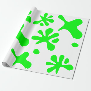 Funny neon green slime paint splash playful cool wrapping paper