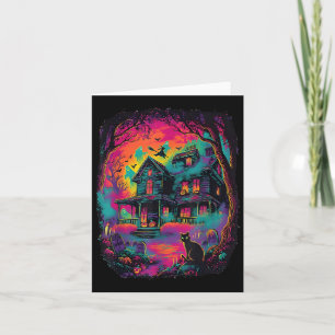 Funny Neon S Ghost Black Cat Witch Halloween Card