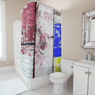 Funny Neoplasticism wooden art style customisable Shower Curtain