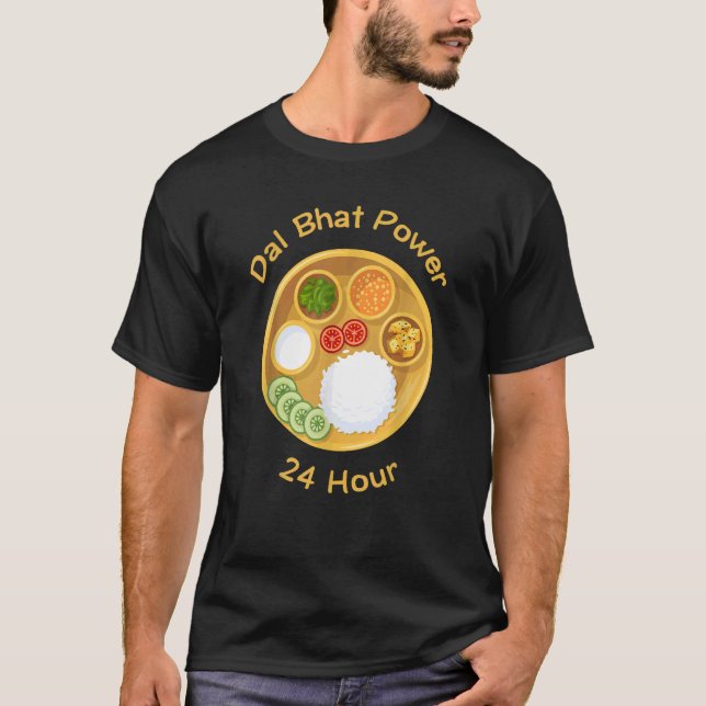Funny Nepali Saying Dal Bhat Power 24 Hour T-Shirt (Front)
