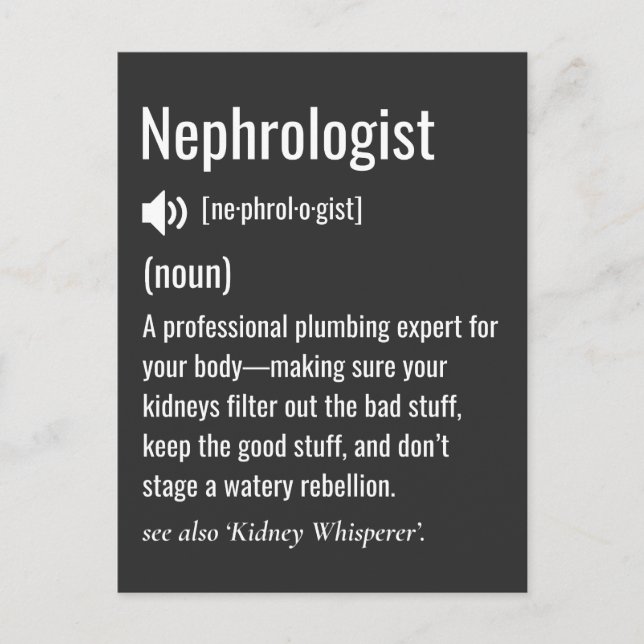 Funny Nephrologist definition Postcard (Front)