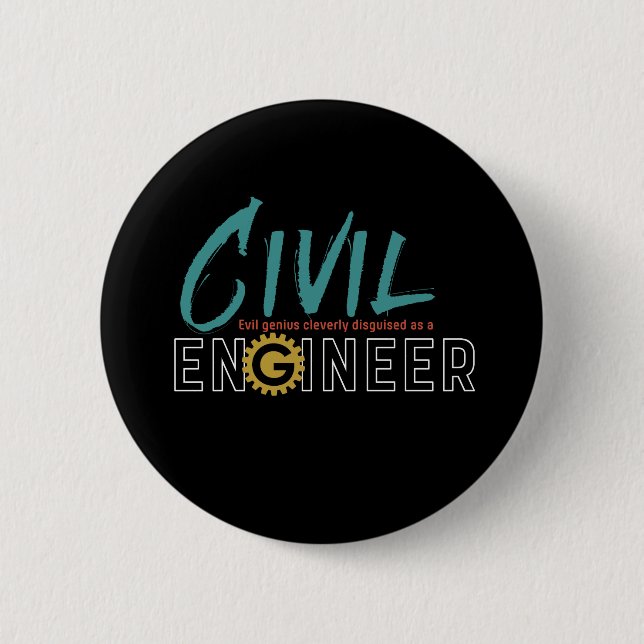 Funny Nerd Engineer Civil Engineering Student 6 Cm Round Badge (Front)
