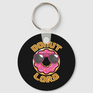 Funny Nerdy Doughnut Lord Video Gamer Geek Pink Do Key Ring