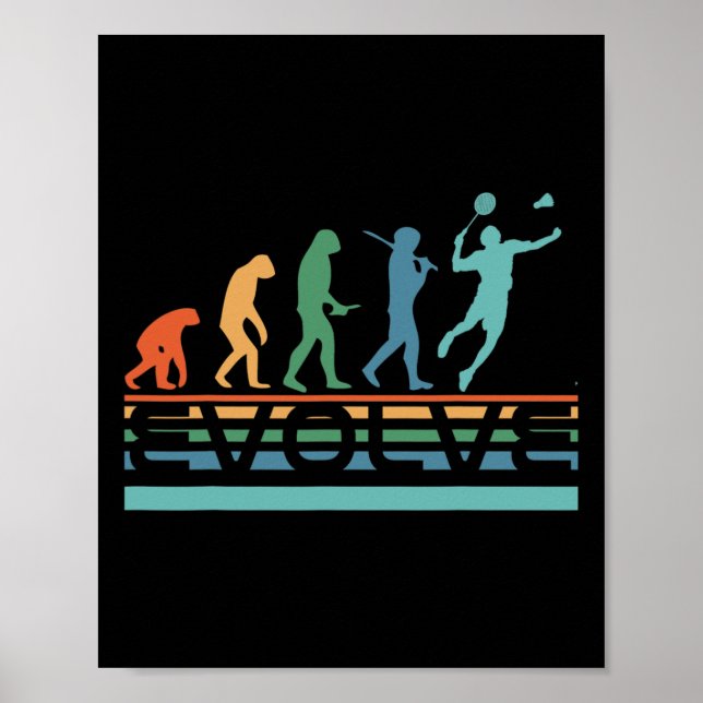 Funny Nerdy Evolve Dminton Player Evolution Sports Poster (Front)