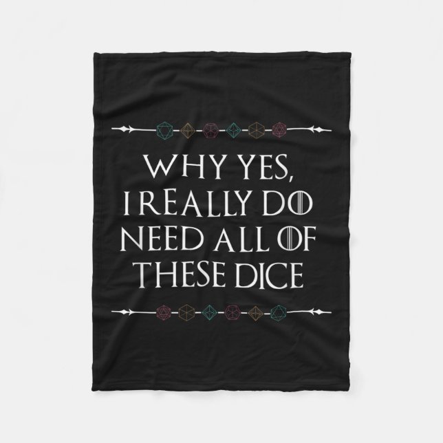 Funny Nerdy Gaming D20 Rpg Dice Saying Quote Graph Fleece Blanket (Front)