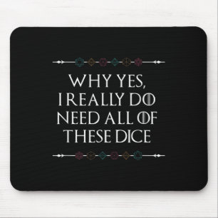 Funny Nerdy Gaming D20 Rpg Dice Saying Quote Graph Mouse Mat