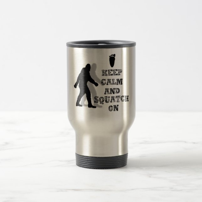 funny nerdy geek big foot sasquatch travel mug (Center)
