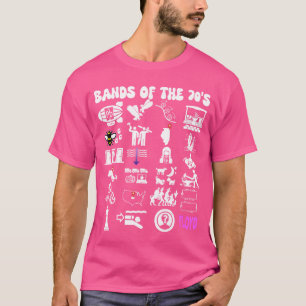 Funny Nerdy Iconic Pop Rock Bands of the 70s White T-Shirt