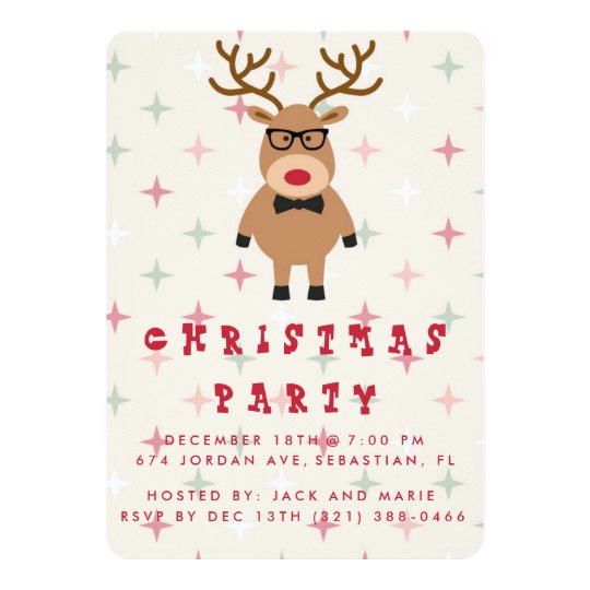 funny nerdy reindeer christmas party invitation zazzle co uk funny holiday party invite