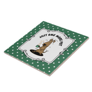 Funny Nervous Jittery Hound Dog on Coffee Tile
