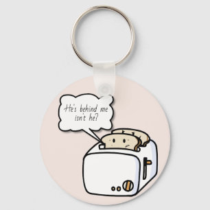Funny Nervous Toast Cartoon Key Ring