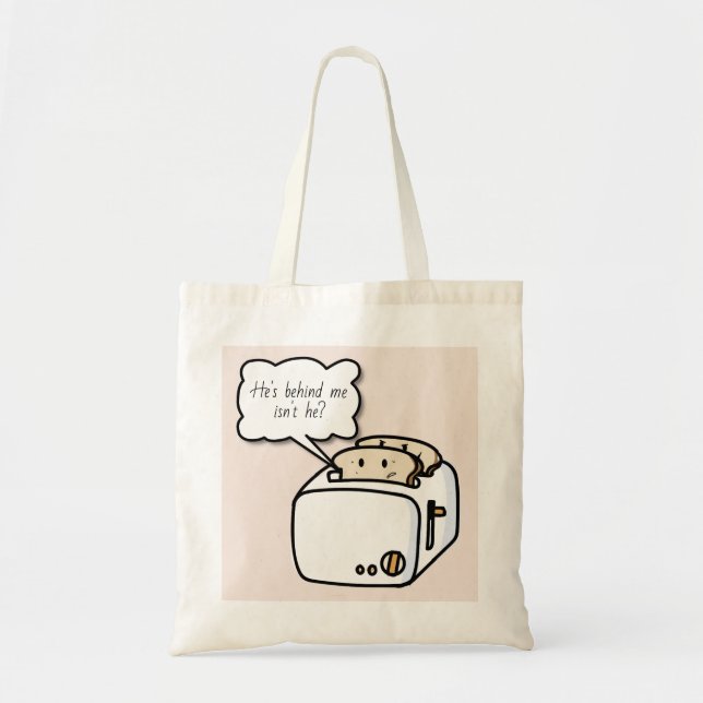 Funny Nervous Toast Cartoon Tote Bag (Front)
