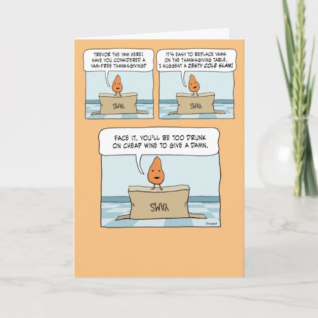 Funny Nervous Yam Thanksgiving Card (Front)