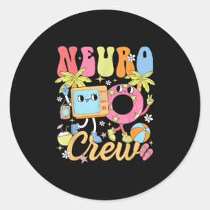 Funny Neuro Crew Summer Vibe Neurology Nurse Team Classic Round Sticker