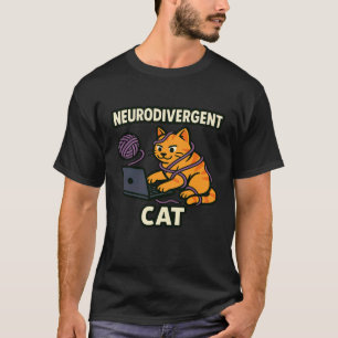 Funny Neurodivergent Cat Meme with Yarn and Laptop T-Shirt
