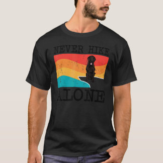 Funny Never Hike Alone Flat Coated Retriever Graph T-Shirt