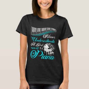 Funny Never Underestimate A Girl With A Piano T-Shirt